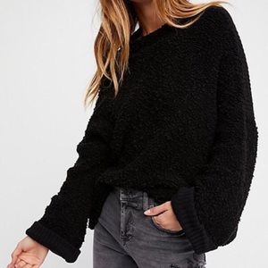 Free People Cuddle Up Pullover Sweater Black